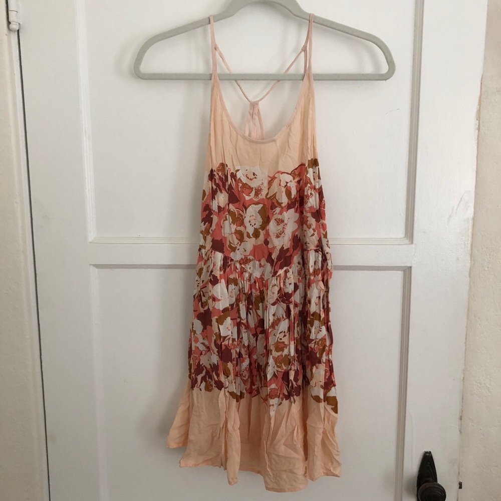Free People Peach and Floral Mini Dress